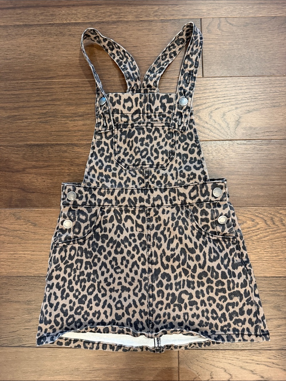 Cat & Jack Animal Print Denim Overall Dress Size Small 6- C12-063